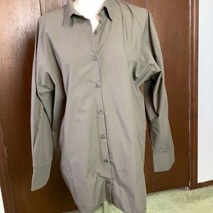 NWT Oversized grey-green button up top